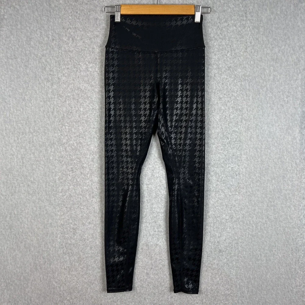 Alo Yoga Black Airlift Glimmer Houndstooth High Waisted Legging Size Small
